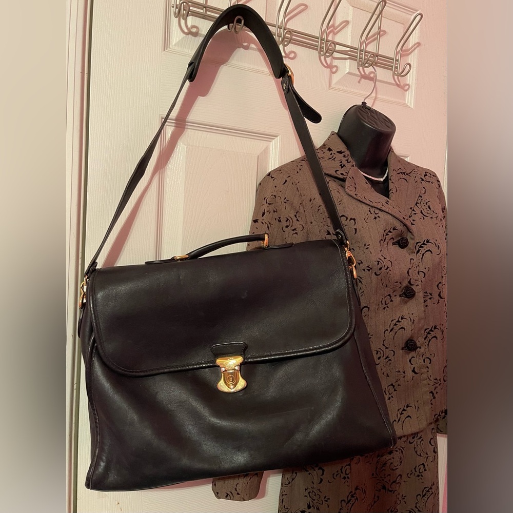Glendale Korchmar Leather Briefcase/Messenger Bag|Brass Hardware| Top Handle